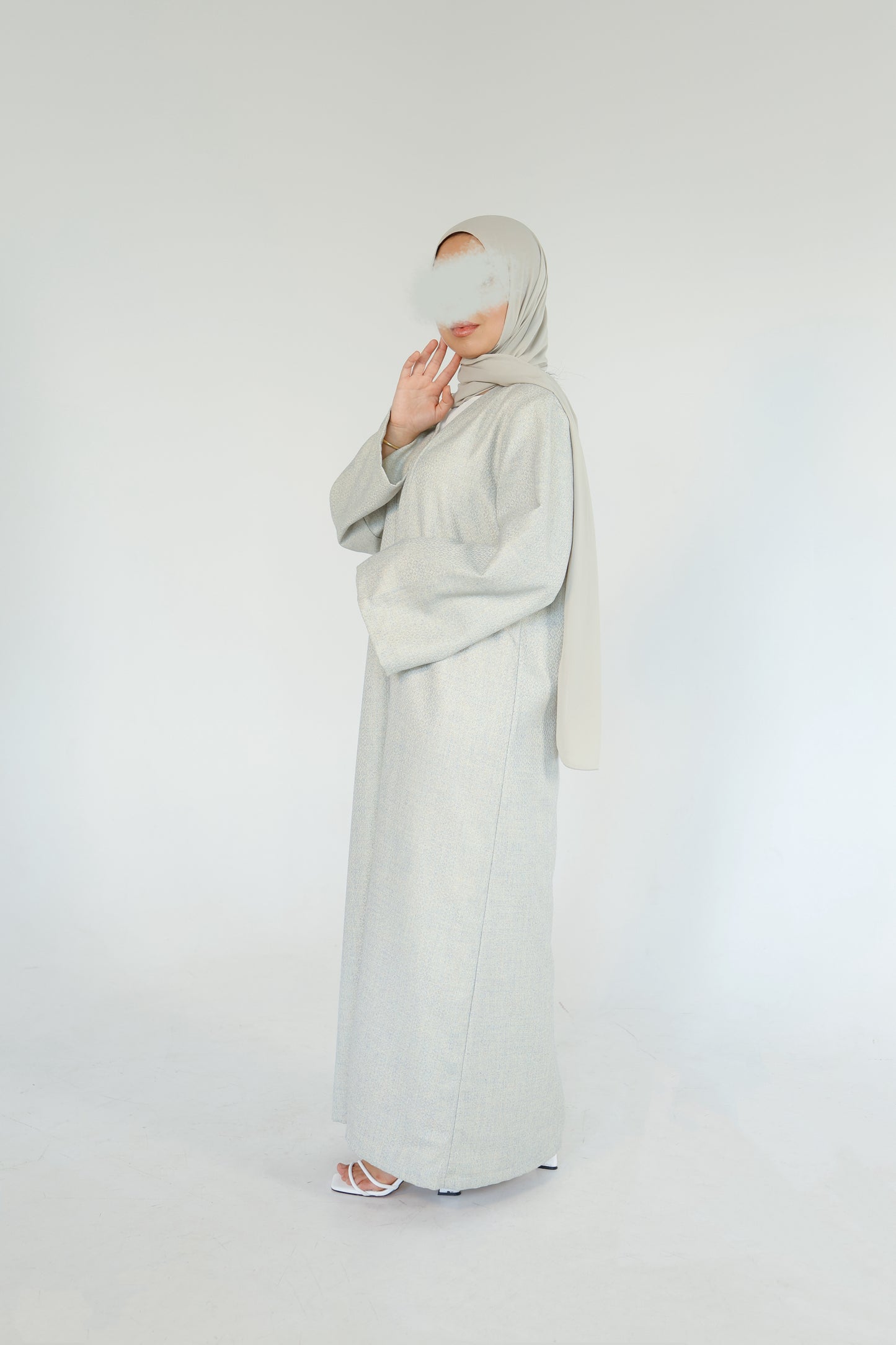 ABAYA KHIDR (CREME - PASTELGREEN)